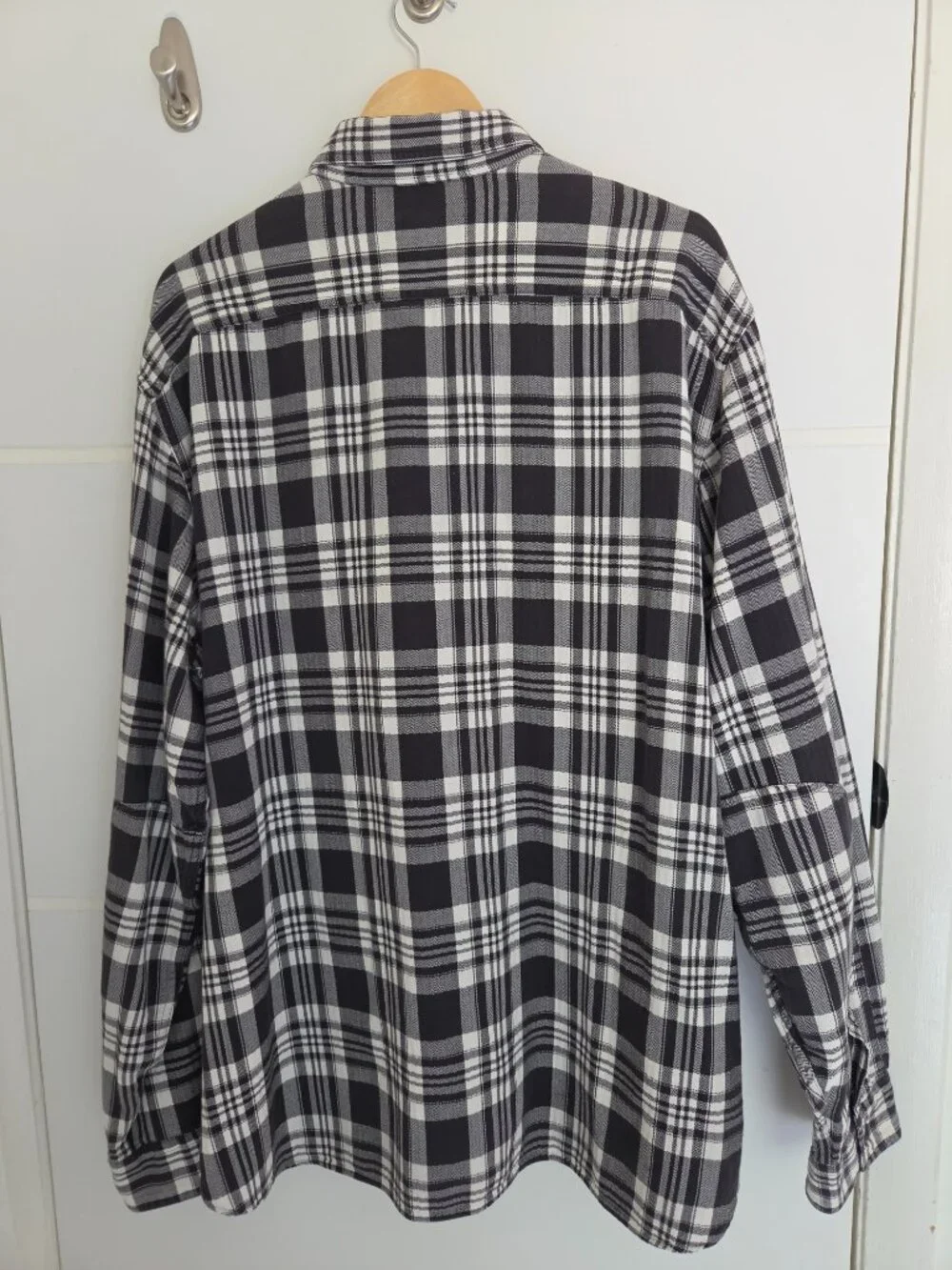 Polo Ralph Lauren XXL Black Ivory Plaid Cotton Utility Shirt Men's 2 Pocket